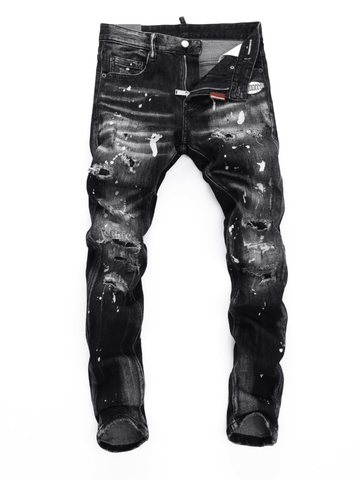 Black Gray Patch Jeans