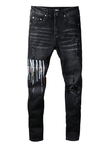 Black Paint Drip Jeans