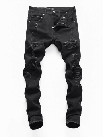 Black Ripped Patch Jeans