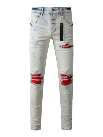 Light Denim Red Patch Jeans