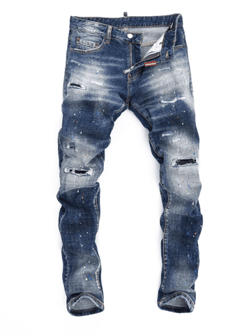 Washed Blue Ripped Jeans