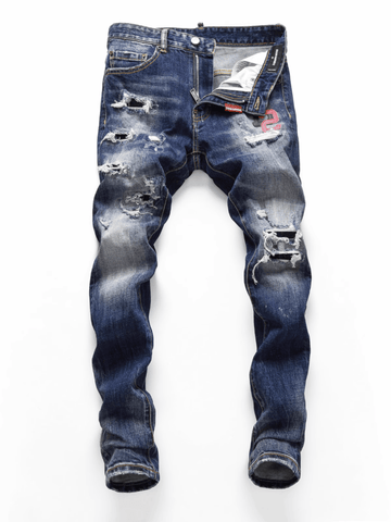 White Ripped Patch Jeans