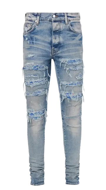 Denim Blue Bandana Patch Jeans