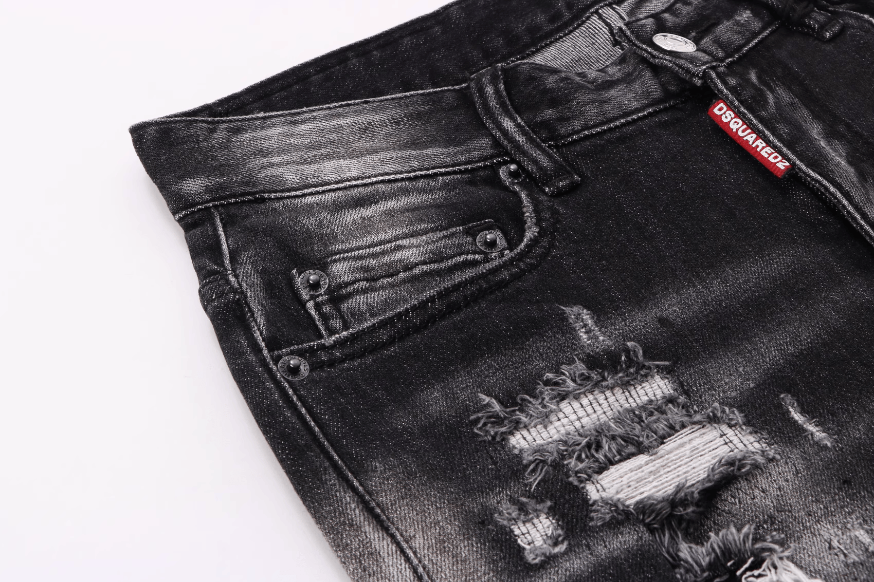 Black Grey Ripped Jeans