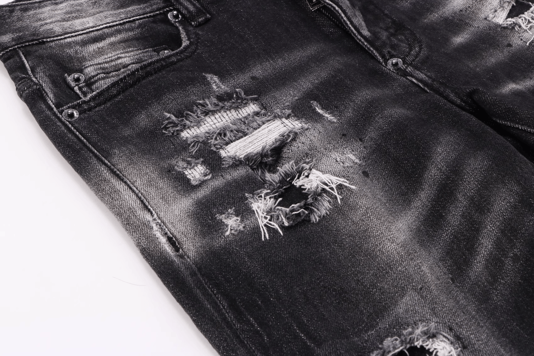 Black Grey Ripped Jeans