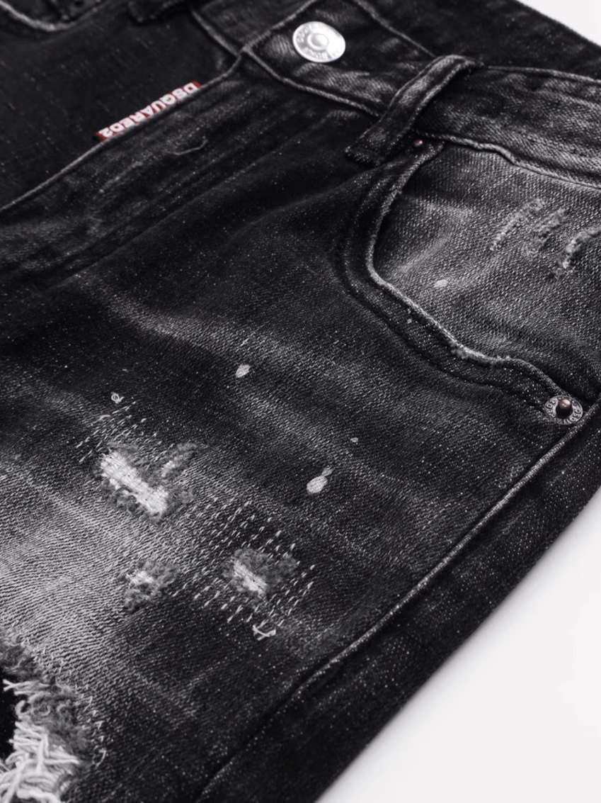 Black Gray Washed Classic Jeans