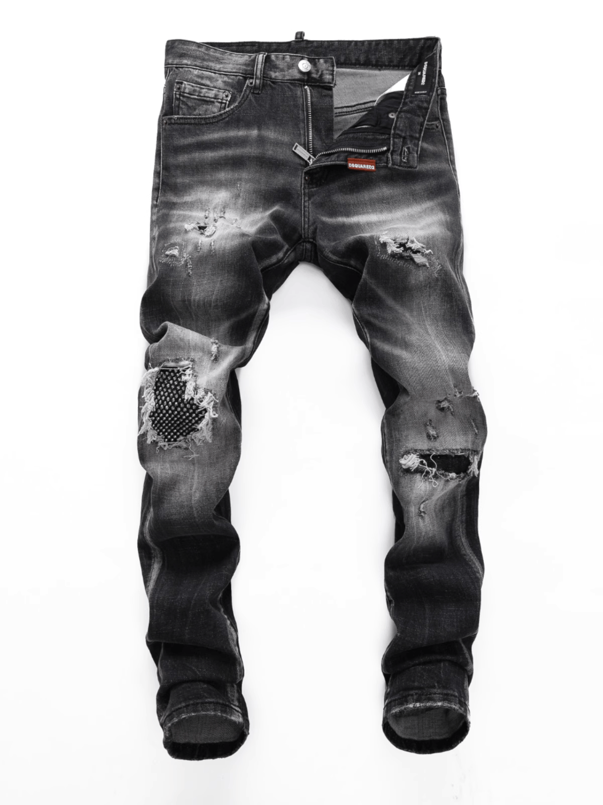 Black Gray Patch Jeans