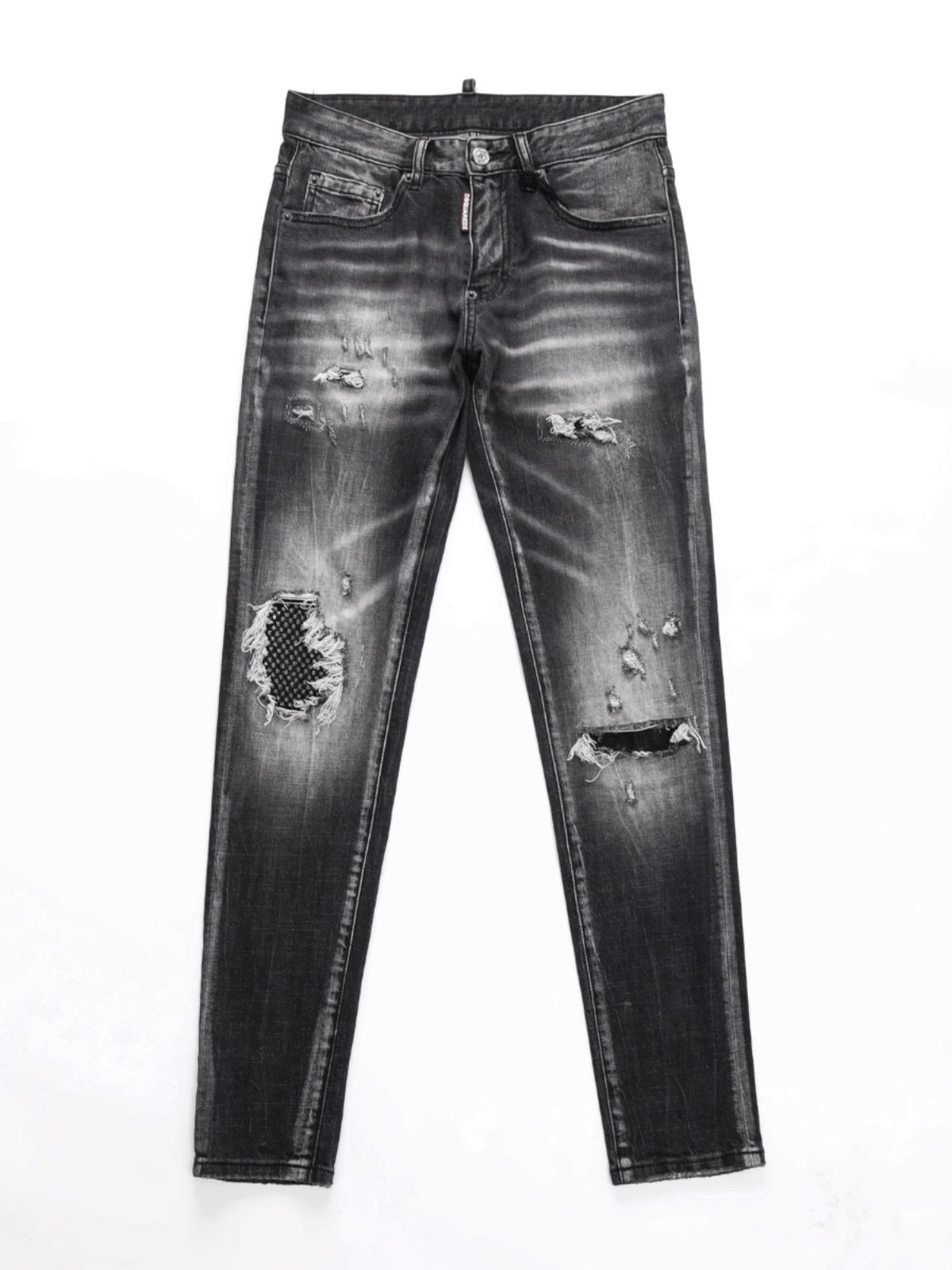 Black Gray Patch Jeans