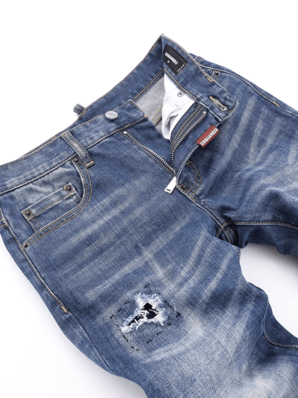 Blue Washed Ripped Jeans