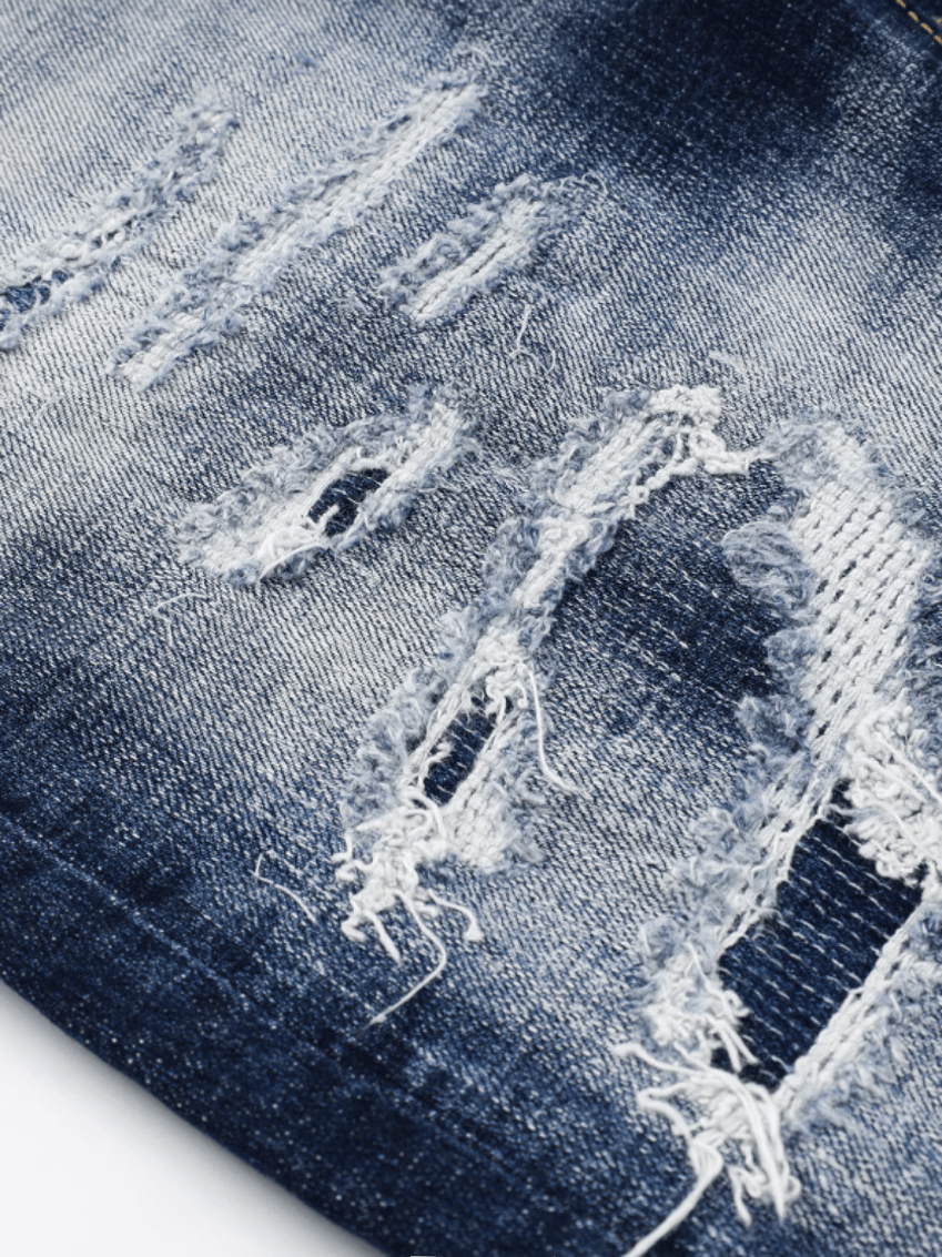 Blue White Washed Ripped Jeans