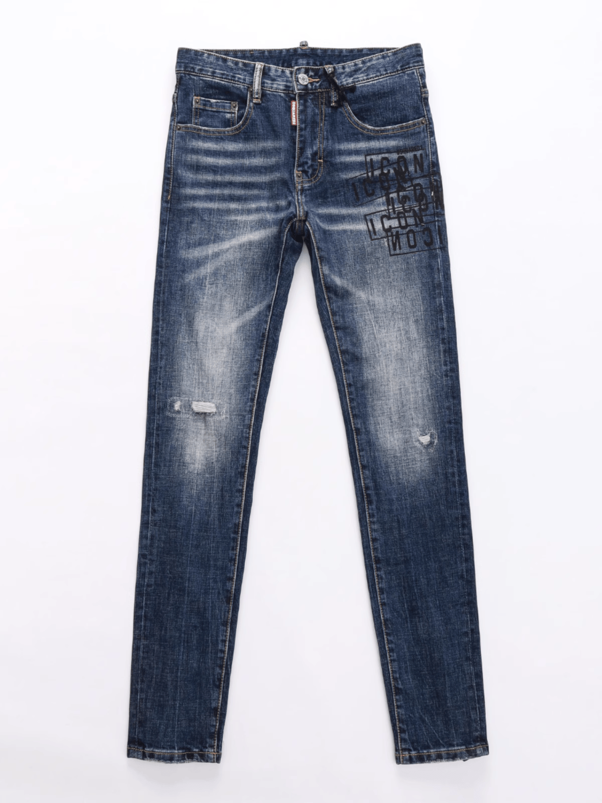 Dark Blue Washed Writing Jeans
