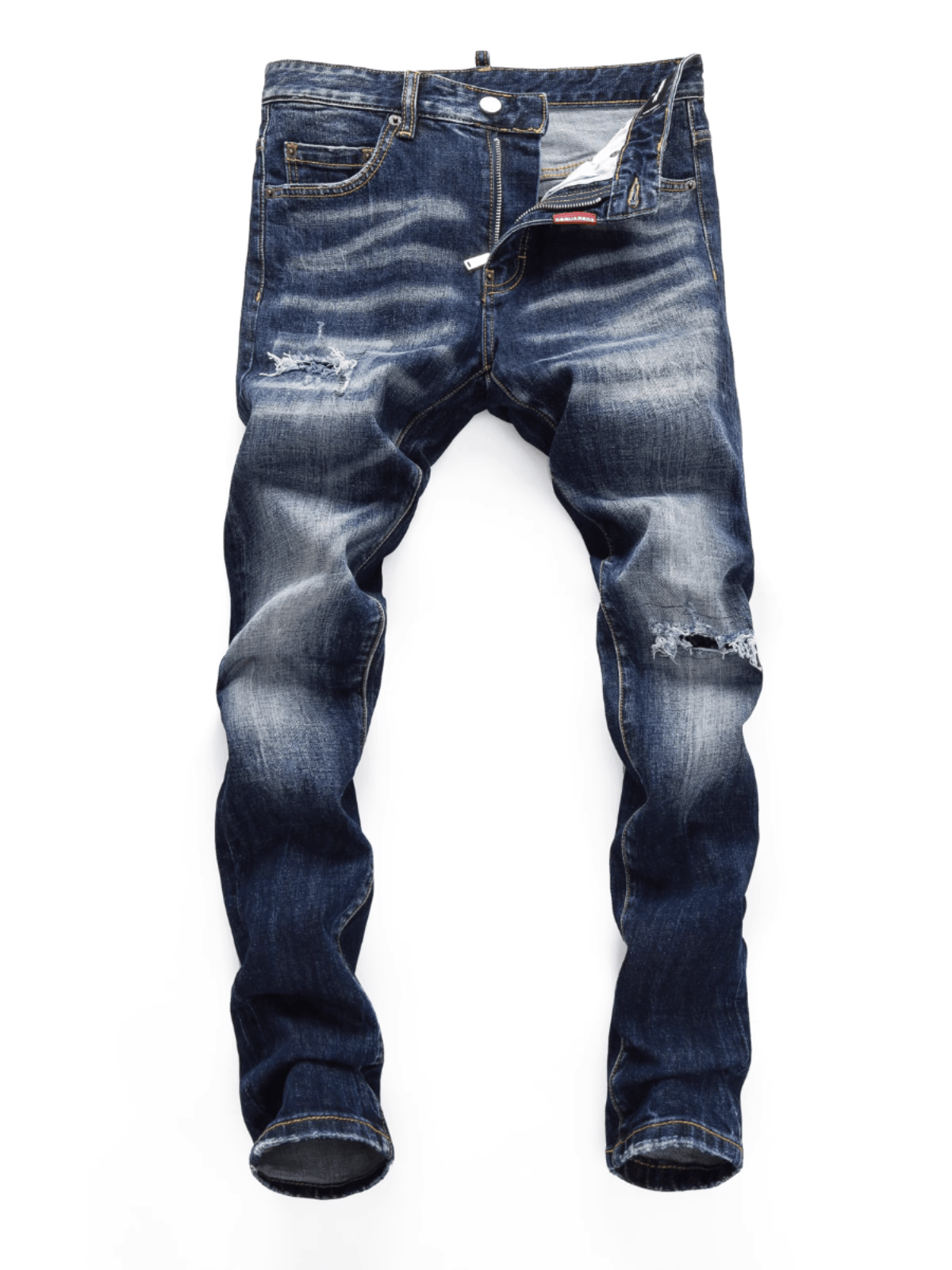 Dark White Patch Jeans