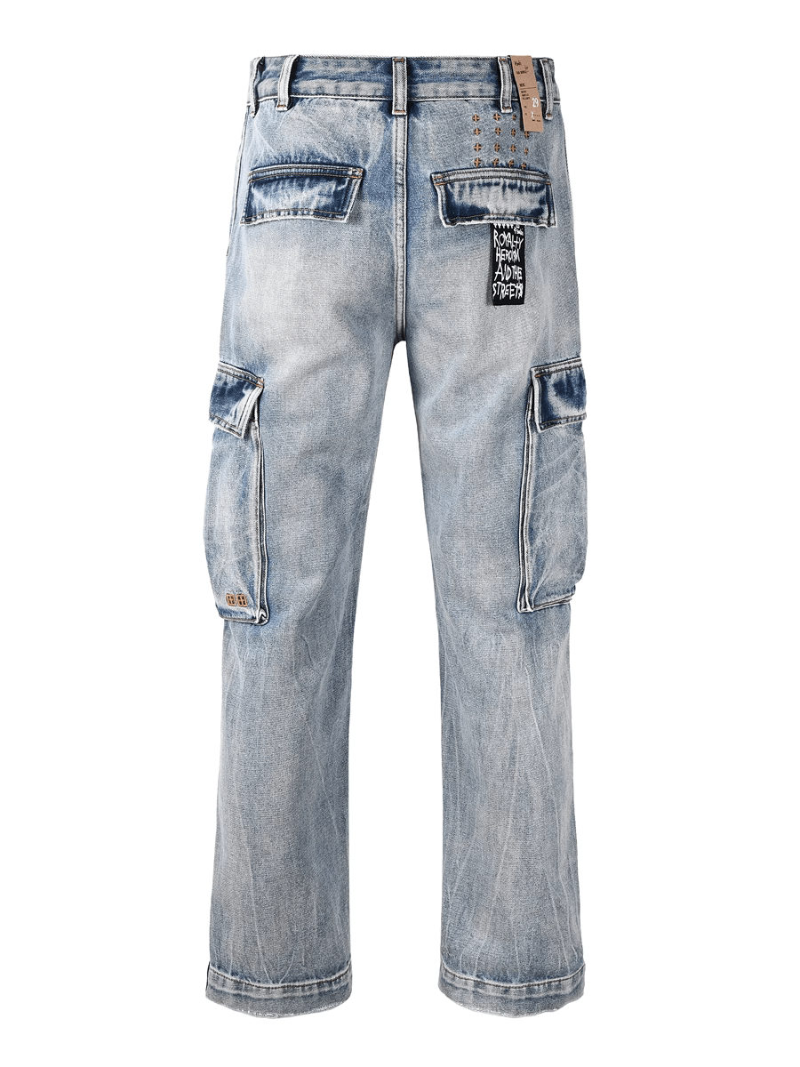 Blue Large Pocket Classic Jeans