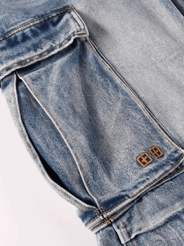 Blue Large Pocket Classic Jeans