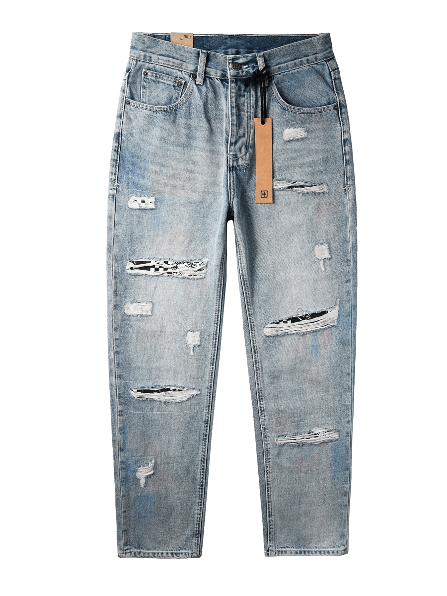 Light Blue Ripped Patch Jeans