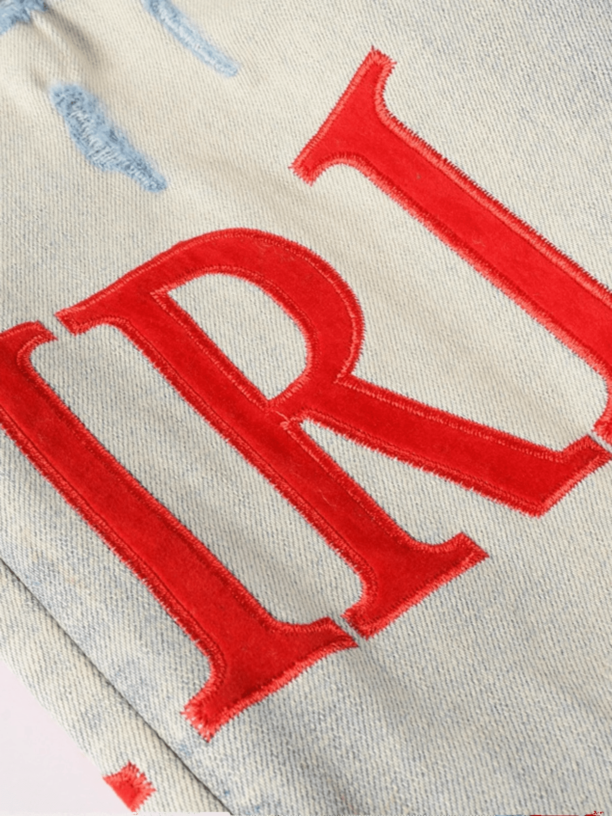 Denim Red Writing Patch Jeans