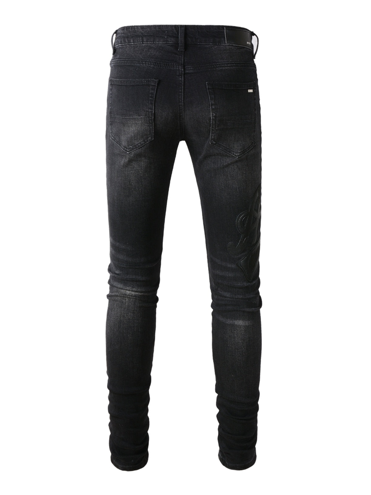 Black Leather Writing Classic Jeans