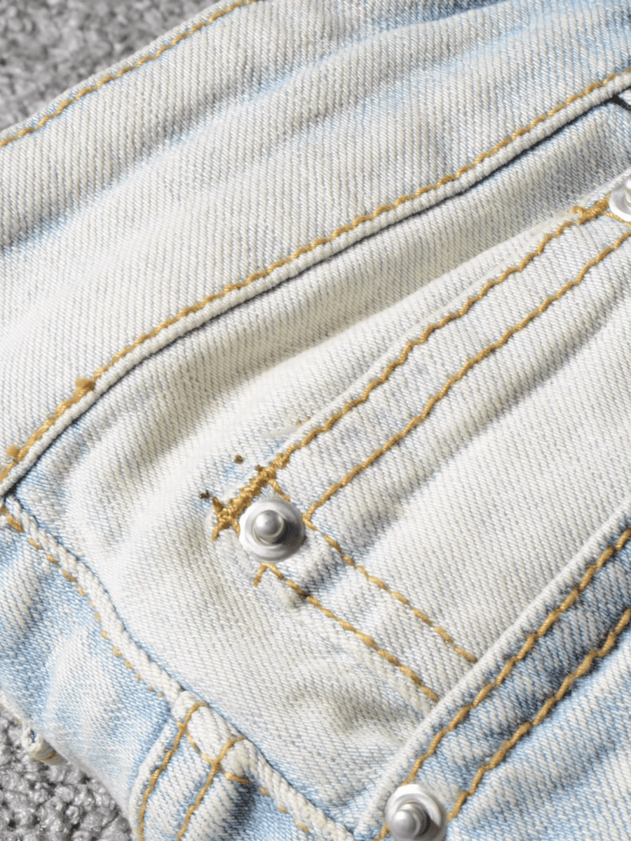 Denim Ripped Pink Patch Jeans