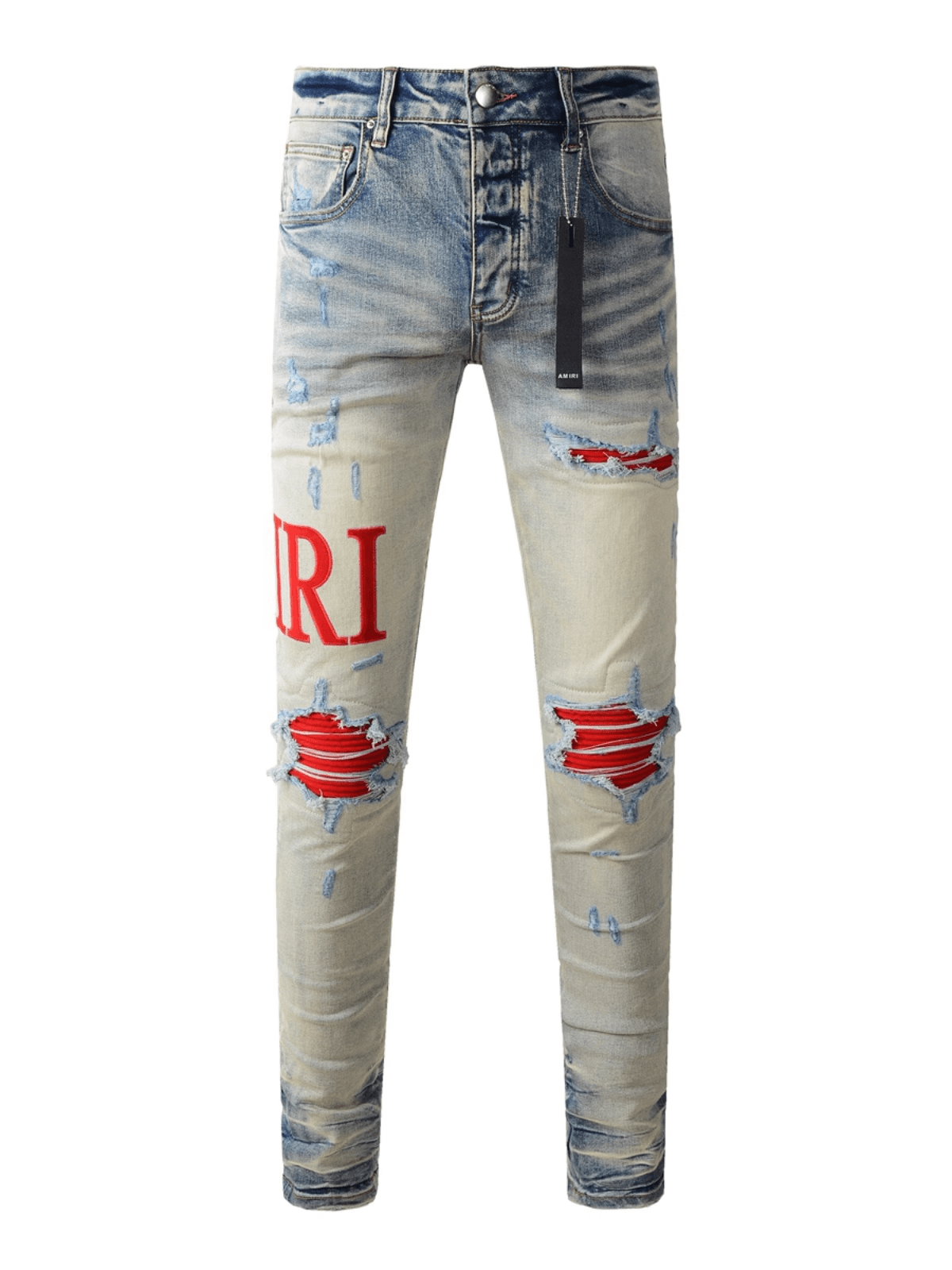Denim Red Writing Patch Jeans