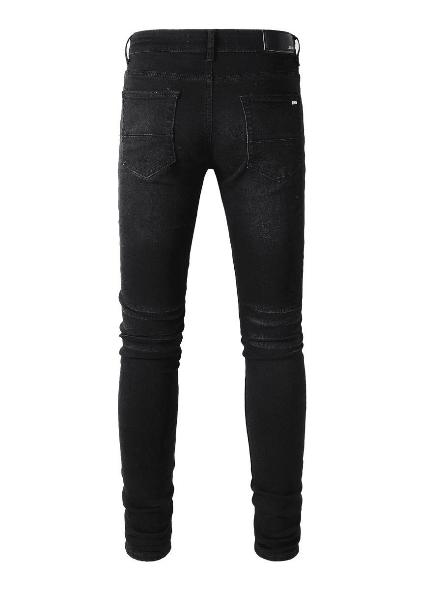 Black Ripped White Patch Jeans