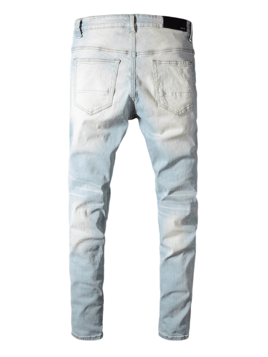 Denim Ripped Pink Patch Jeans