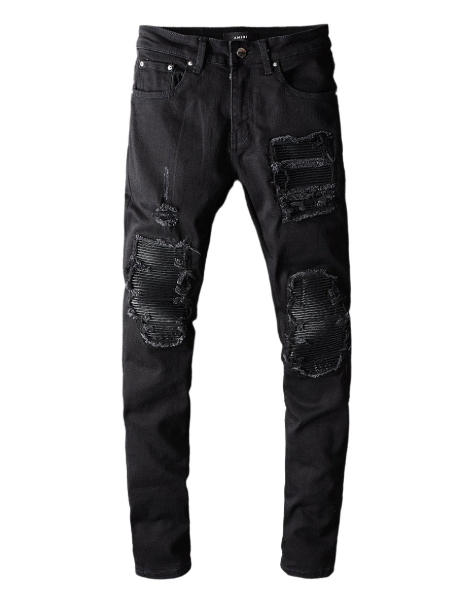 Black Ripped Patch Jeans