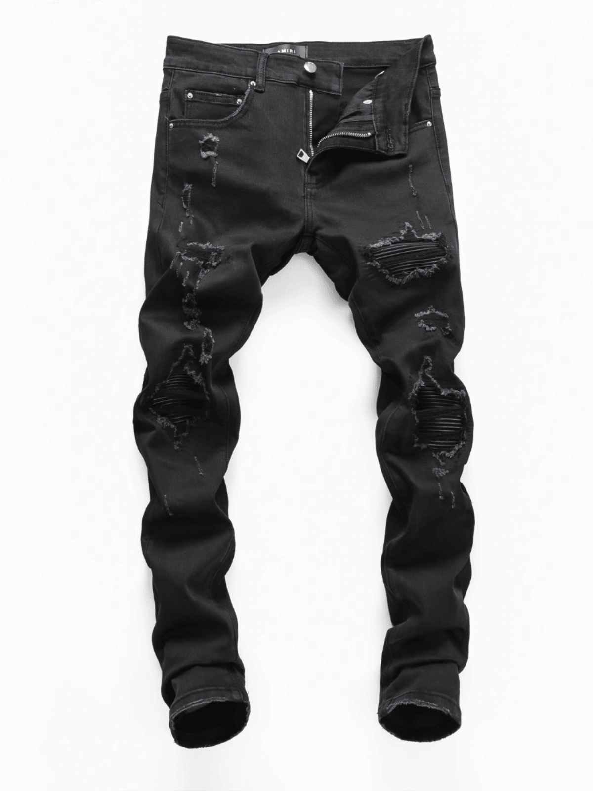 Black Ripped Patch Jeans