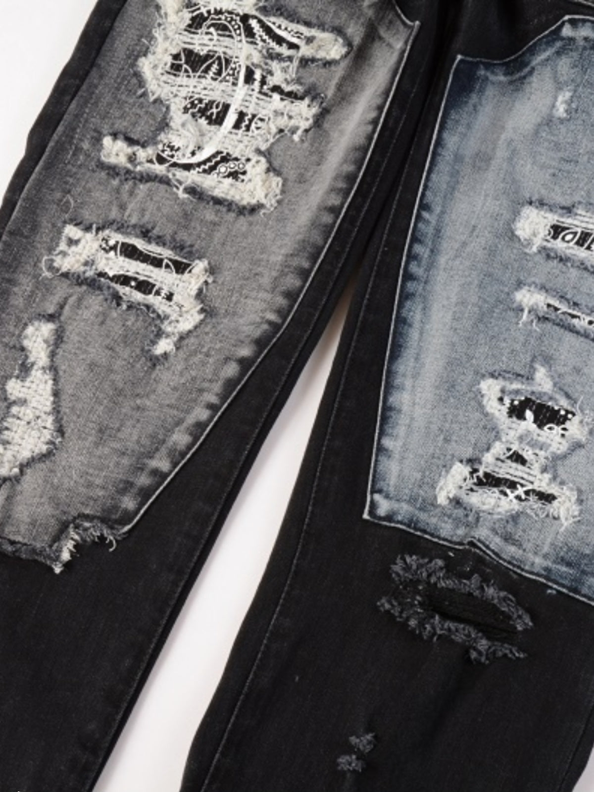 Black & White Writing Ripped Patch Jeans