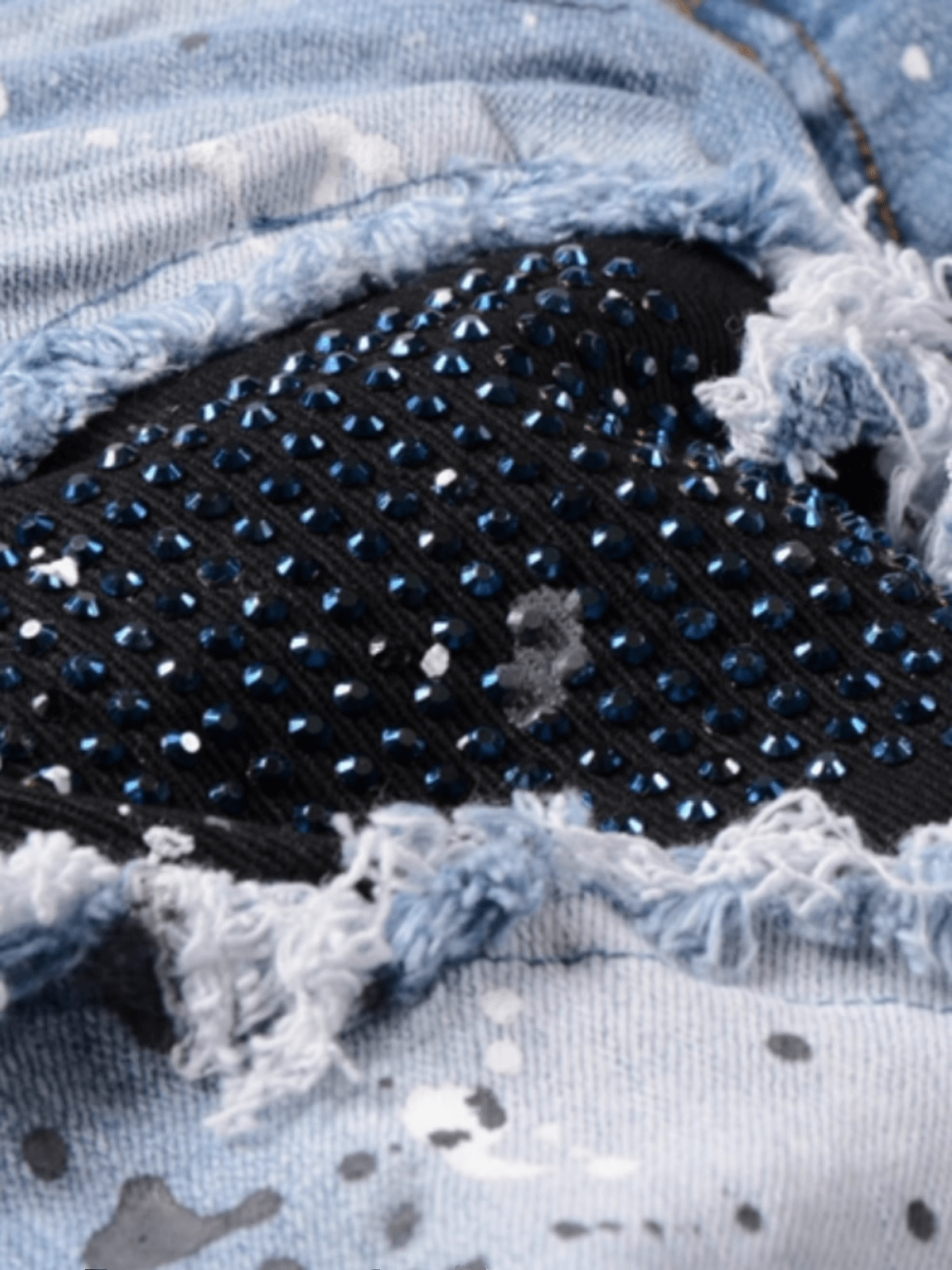 Denim Paint Diamond Patch Jeans