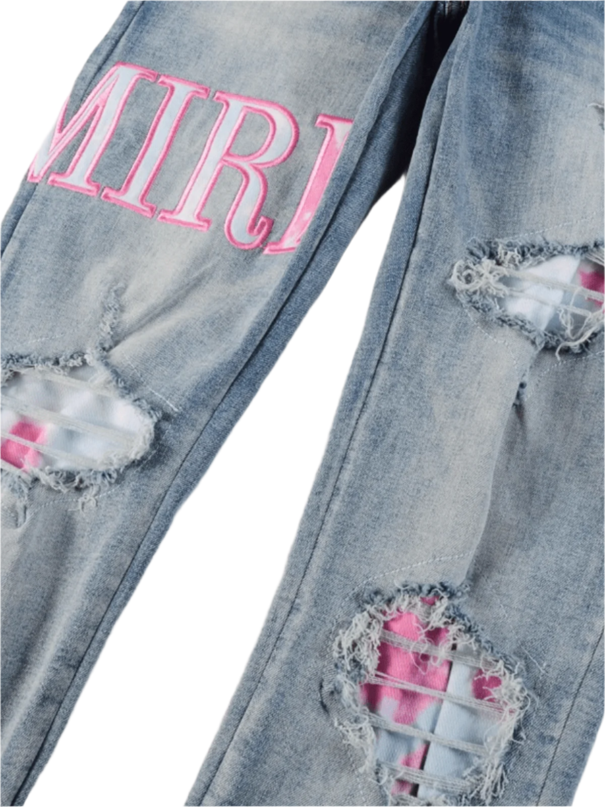 Denim Ripped Pink Patch Jeans