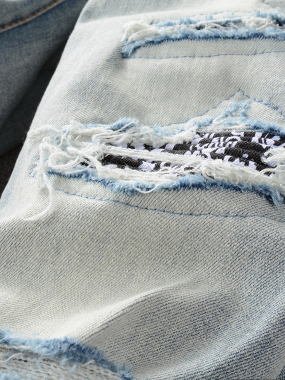 Denim Black Bandana Patch Jeans