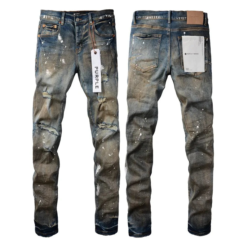 American Distressed Paint Fashion Jeans