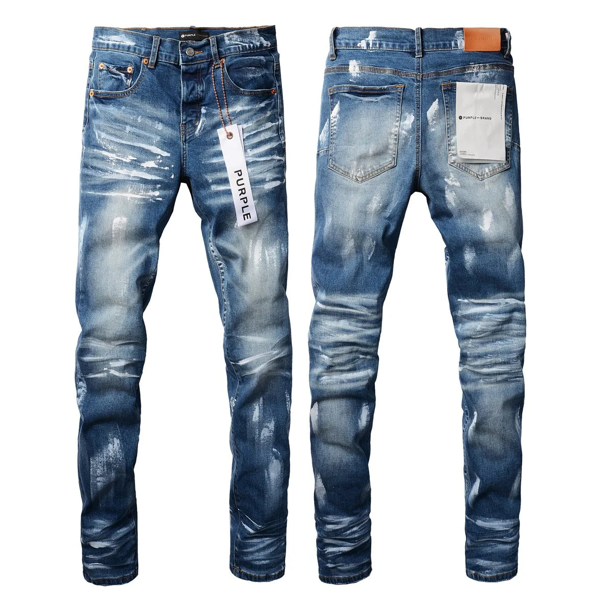 Distressed Blue Paint Fashion Jeans