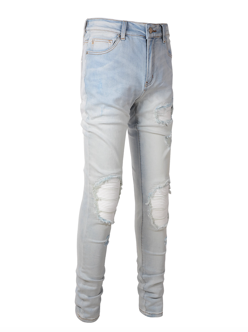 Light Blue Ripped White Patch Jeans