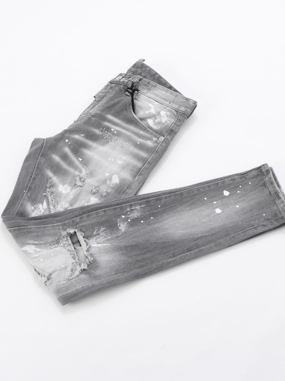 Smoke Gray Paint Ripped Jeans