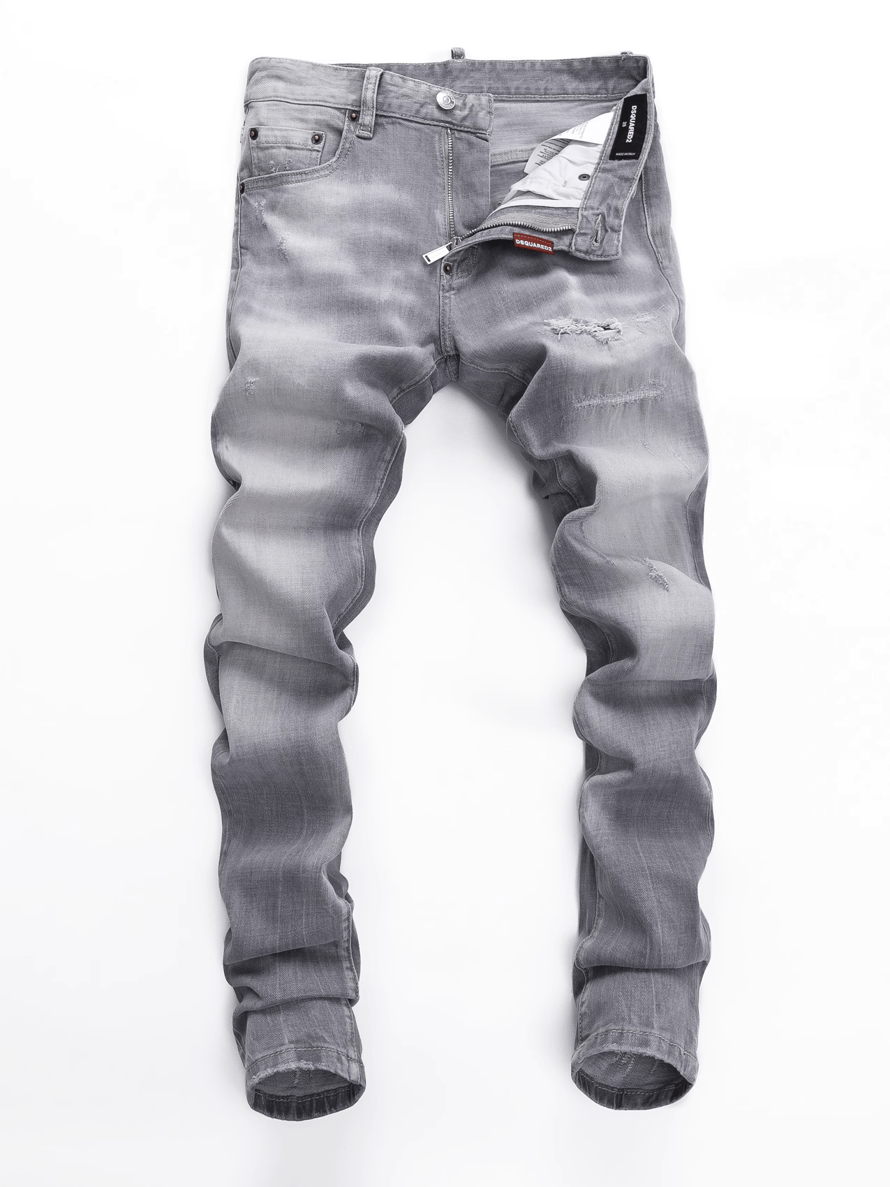 Smoky Gray Scratched Patch Jeans