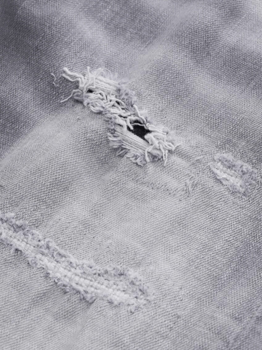 Smoky Gray Scratched Patch Jeans