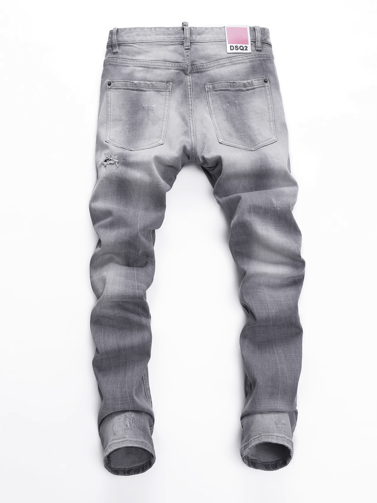 Smoky Gray Scratched Patch Jeans