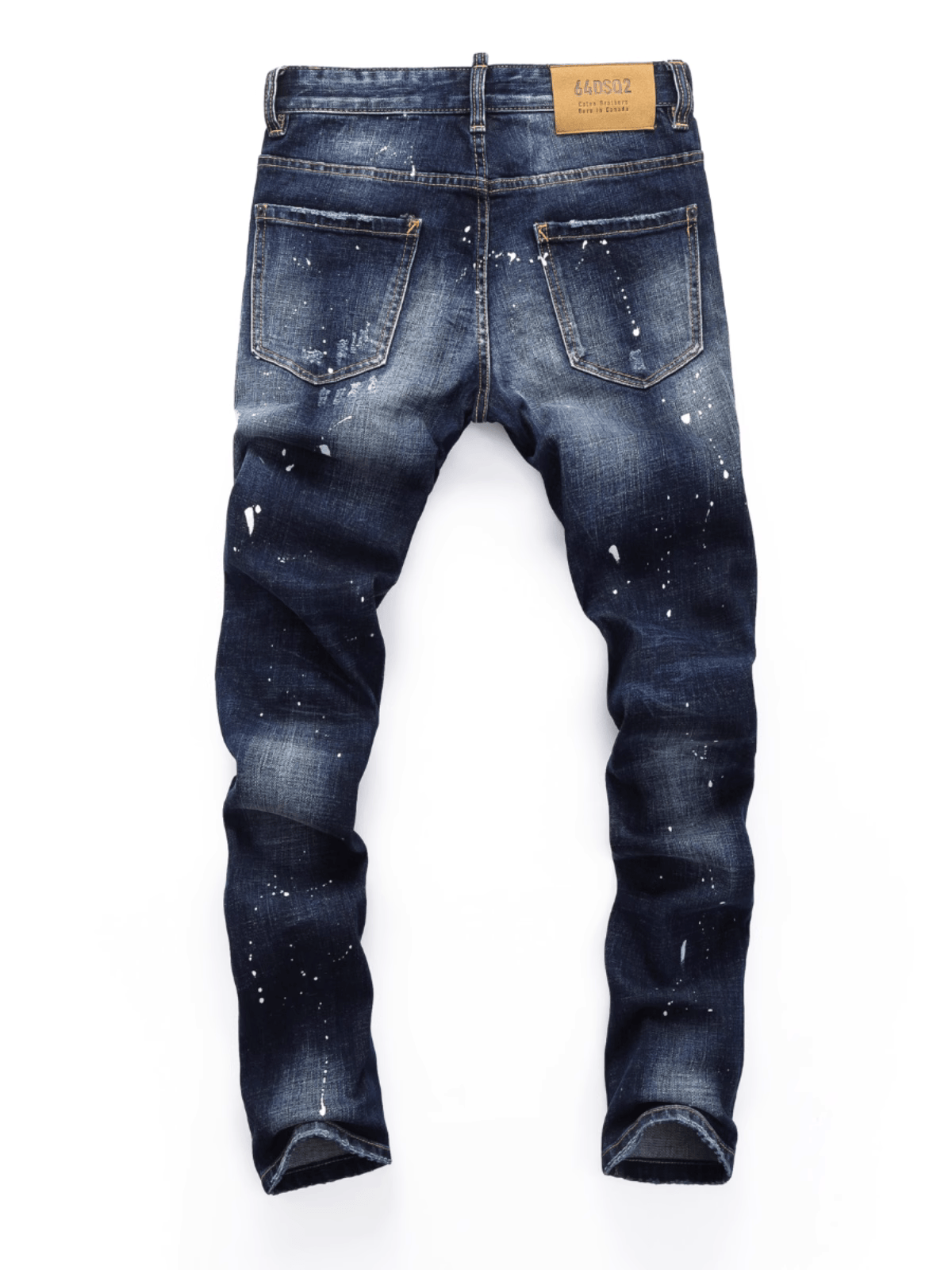 Washed Dark Denim Ripped Jeans