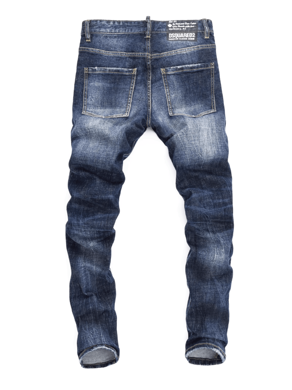 Dark Blue Washed Ripped Jeans