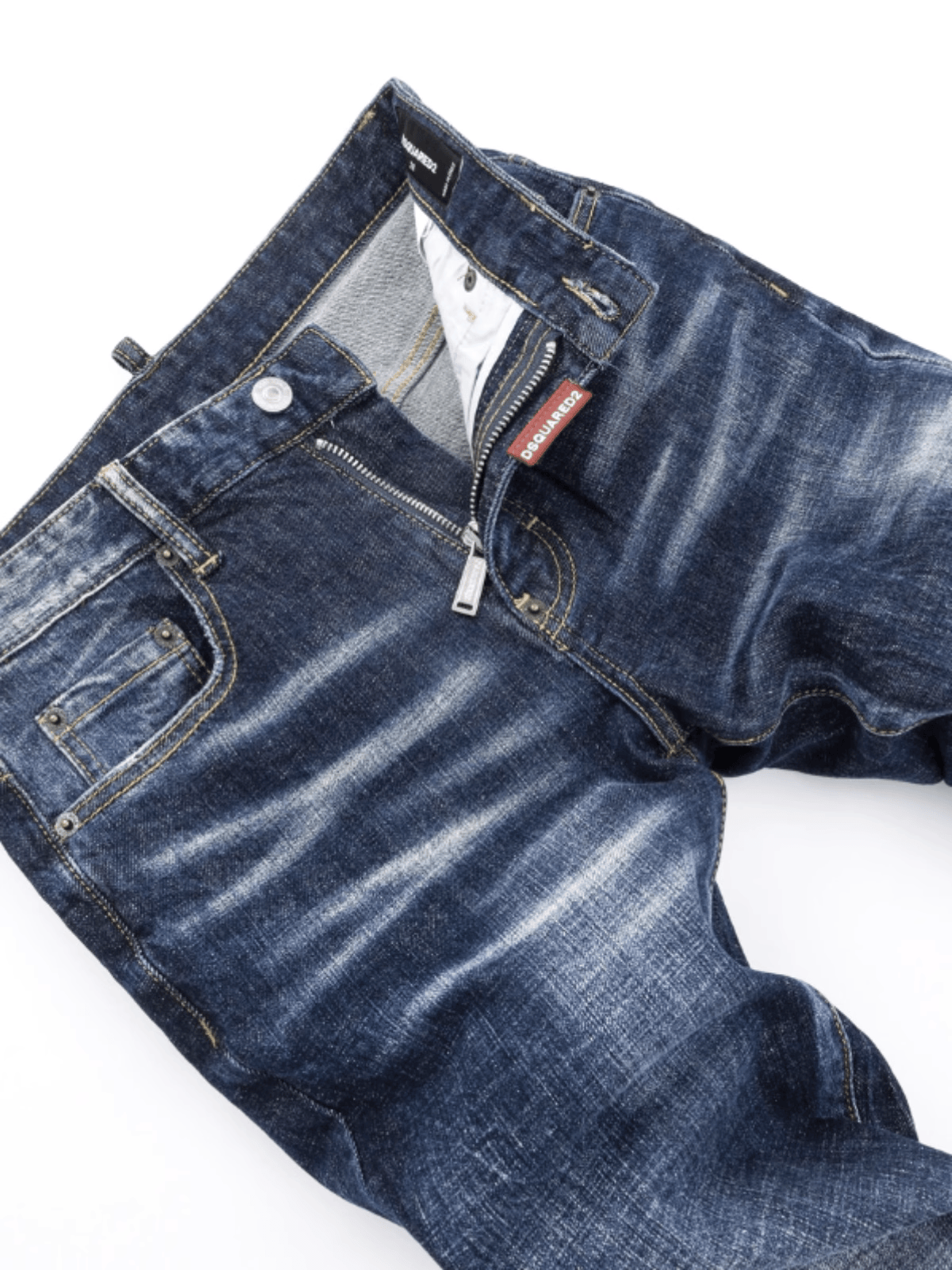 Dark Blue Washed Ripped Jeans