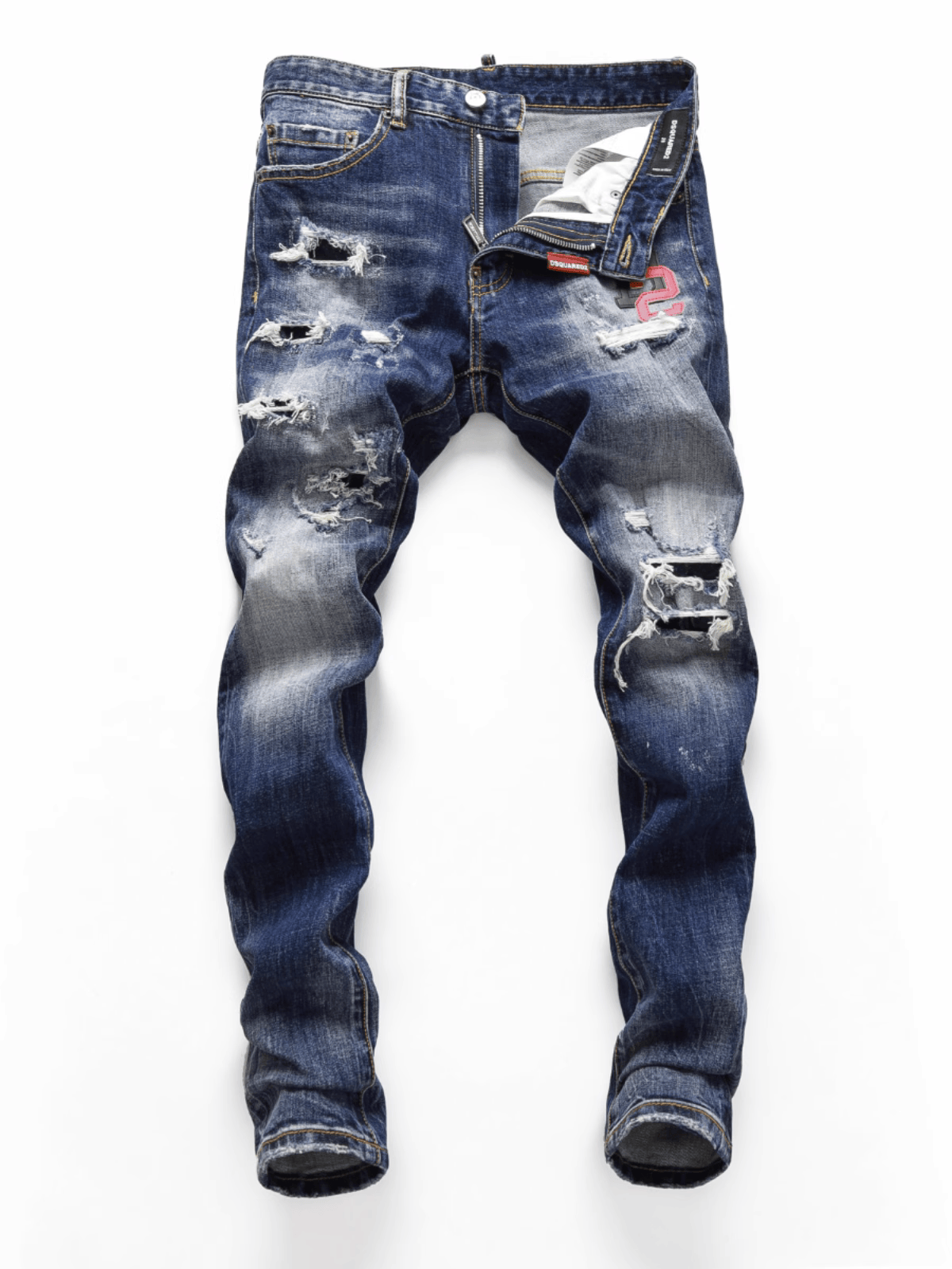 White Ripped Patch Jeans