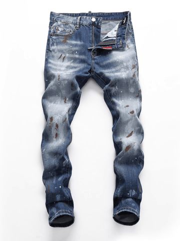 Washed Denim Ripped Jeans