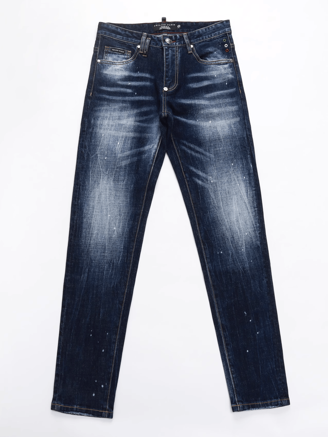 Dark Blue White Classic Jeans