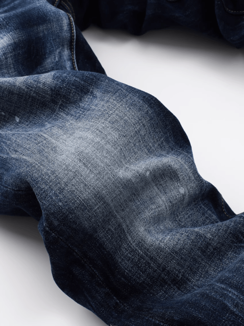 Dark Blue White Classic Jeans