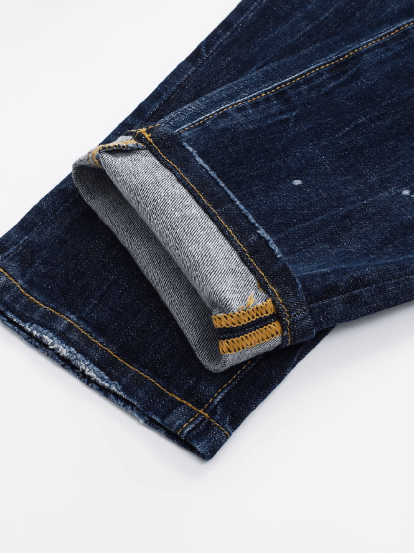 Dark Blue White Classic Jeans
