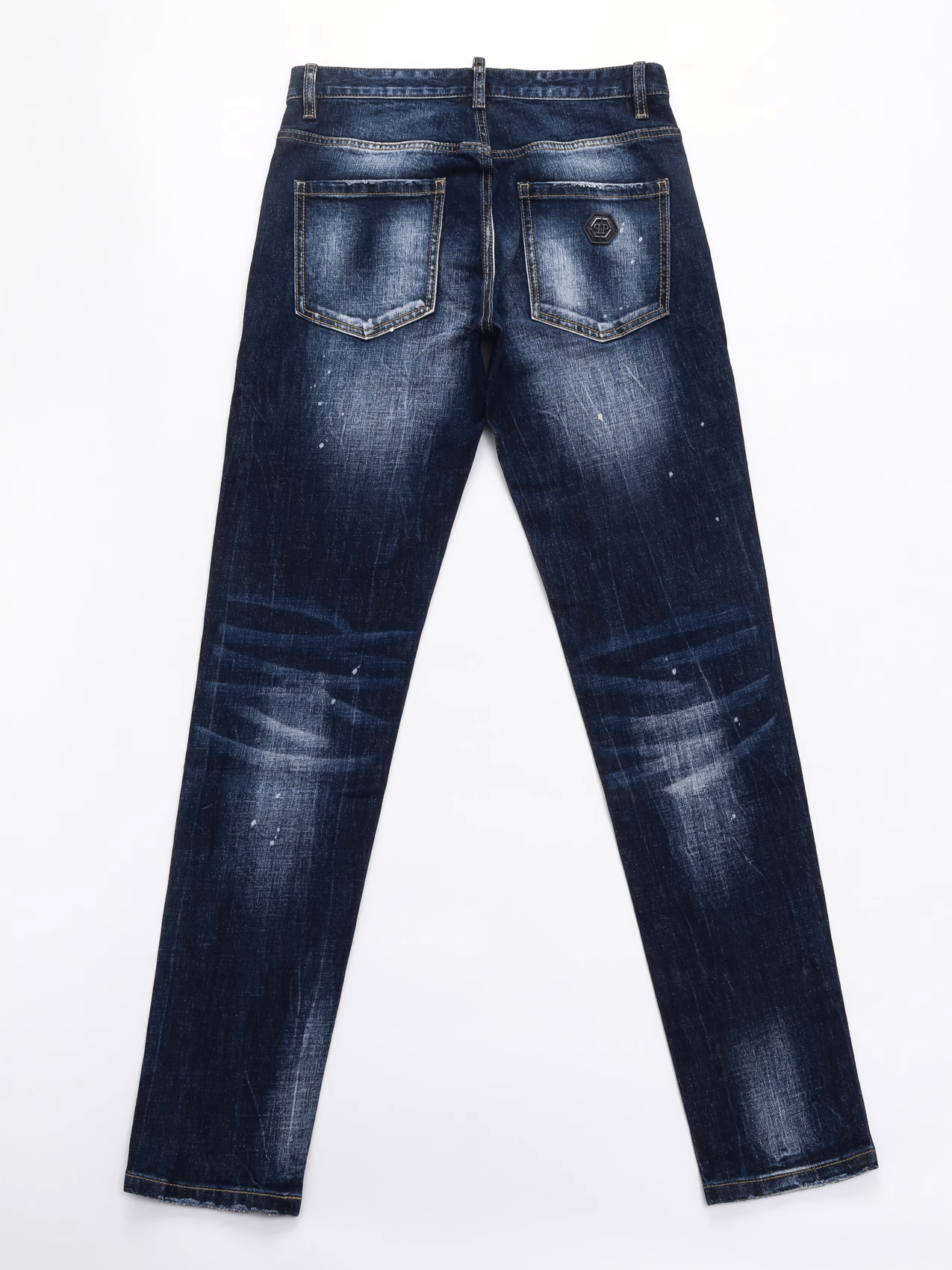 Dark Blue White Classic Jeans